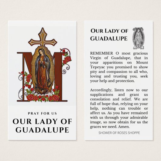 Guadalupe Religieuze Katholieke Prayer Heilige Kaa Visitekaartje (Voorkant /achterkant)