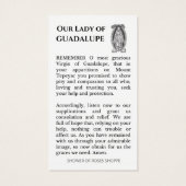Guadalupe Religieuze Katholieke Prayer Heilige Kaa Visitekaartje (Achterkant)