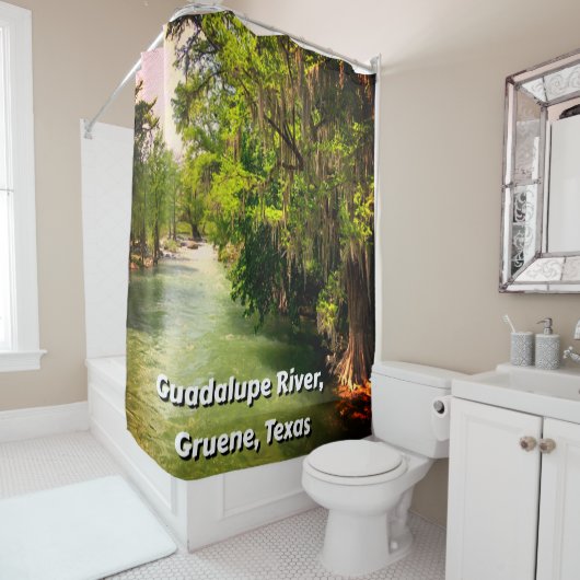 Guadalupe rivier in de Waterverf Gruene, Texas Douchegordijn (In situ)