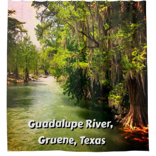 Guadalupe rivier in de Waterverf Gruene, Texas Douchegordijn (Voorkant)