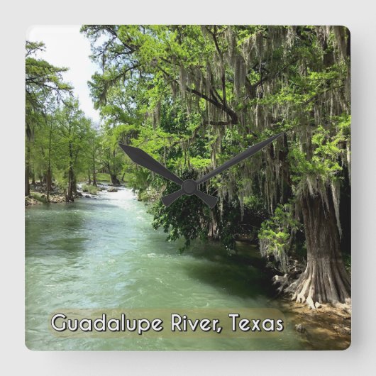 Guadalupe rivier in Gruene, Texas  Vierkante Klok (Voorkant)