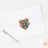 Guadalupe Rozen Religieuze Elegant Floral Hart Sticker (Envelop)