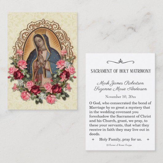 Guadalupe Rozen Wedding Favor Heilige Kaart Visitekaartje (Voorkant / Achterkant)