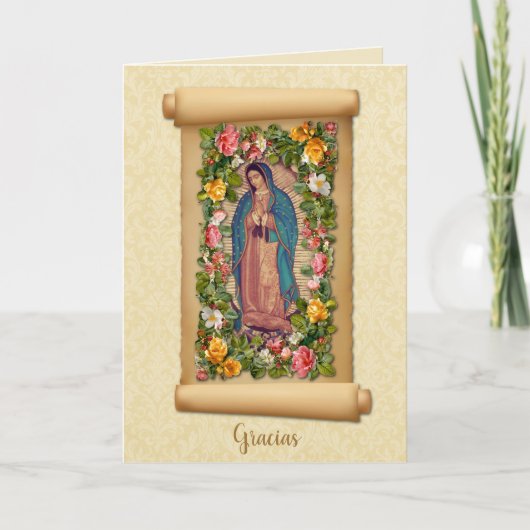 Guadalupe Virgin Mary Catholic Spanish Gracias Bedankkaart (Voorkant)