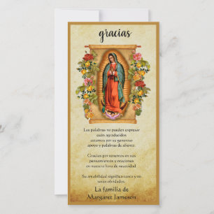Guadalupe Virgin Mary Funeral condoléances Spaans Bedankkaart