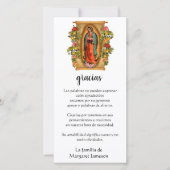 Guadalupe Virgin Mary Funeral condoléances Spaans Bedankkaart (Voorkant)