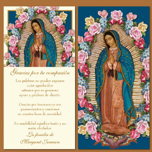 Guadalupe Virgin Mary Funeral condoléances Spaans Bedankkaart