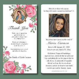 Guadalupe Virgin Mary Funeral condoléances Spaans Bedankkaart