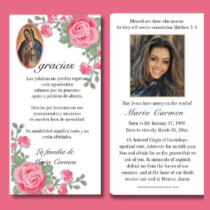 Guadalupe Virgin Mary Funeral condoléances Spaans Bedankkaart