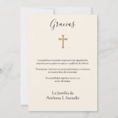 Guadalupe Virgin Mary Funeral condoléances Spaans Bedankkaart (Achterkant)