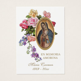 Guadalupe Virgin Mary Funeral Heilige gebed Visitekaartje