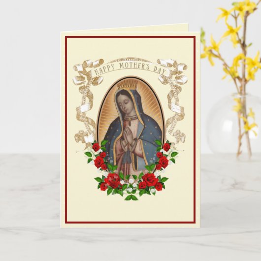 Guadalupe Virgin Mary Moederdag Kaart (Gele Bloem)