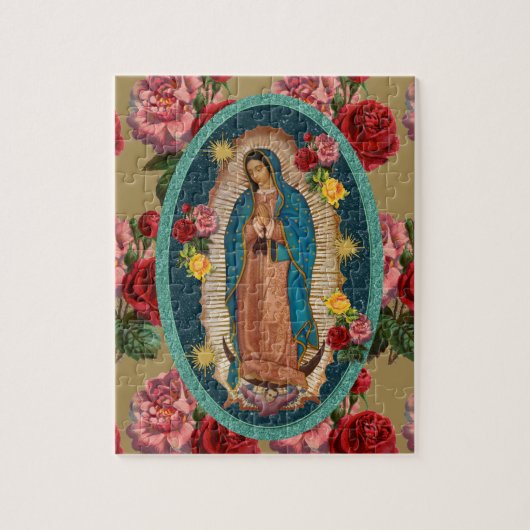 Guadalupe Virgin Mary Red Roses Religieuze Legpuzzel (Verticaal)