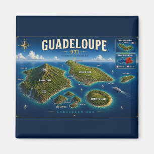 Guadeloupe 971 Antieke kaart Magneet