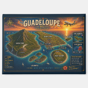 Guadeloupe 971 Vintage Reis Kaart Magneet