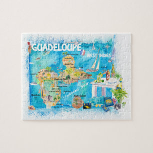 Guadeloupe Antilles Illustrated Travel Map Legpuzzel