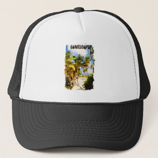 Guadeloupe Caribbean Tropical Island Reizen Trucker Pet (Voorkant)