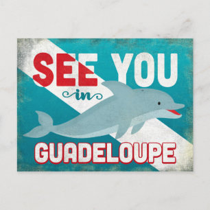 Guadeloupe Dolphin - Retro Vintage Travel Briefkaart