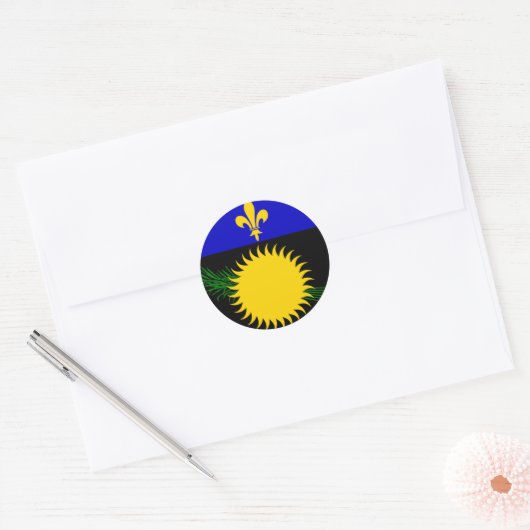 Guadeloupe (Frankrijk) Vlag Ronde Sticker (Envelop)