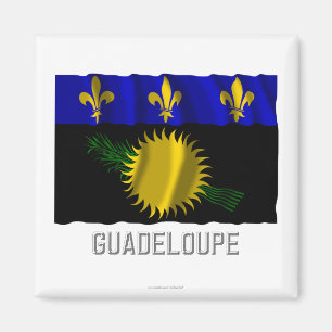 Guadeloupe golvende vlag met naam magneet