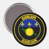 Guadeloupe Round Emblem Magneet (Voorkant / Achterkant)