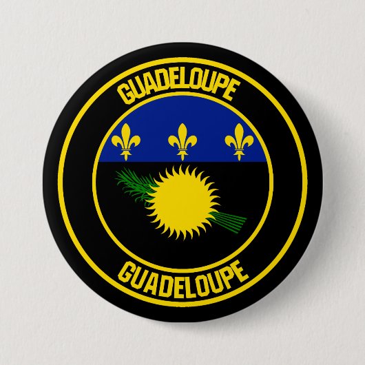 Guadeloupe Round Emblem Ronde Button 7,6 Cm (Voorkant)