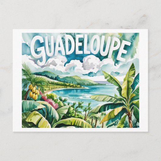 Guadeloupe Tropicale Paysage Caribes Aquarelle Briefkaart (Voorkant)