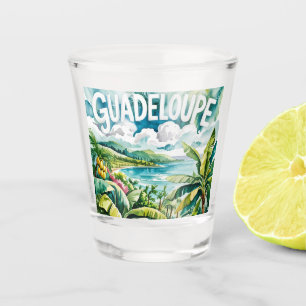 Guadeloupe Tropisch Landschap Caraïben Aquarel Shot Glas