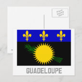 Guadeloupe vlag met naam briefkaart (Voorkant / Achterkant)