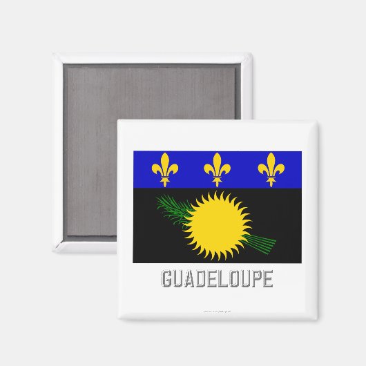 Guadeloupe vlag met naam magneet (Voorkant / Achterkant)