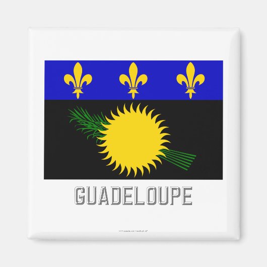 Guadeloupe vlag met naam magneet (Voorkant)