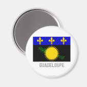 Guadeloupe vlag met naam magneet (Voorkant / Achterkant)