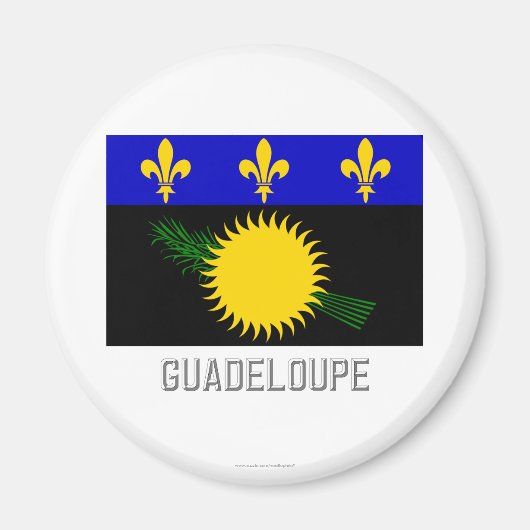Guadeloupe vlag met naam magneet (Voorkant)