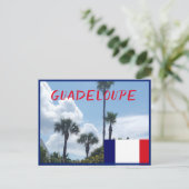 Guadeloupe vlag met tropische palmbomen briefkaart (Staand voorkant)