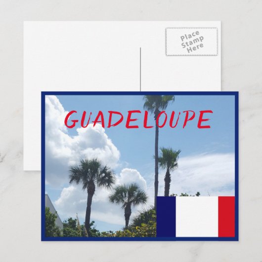 Guadeloupe vlag met tropische palmbomen briefkaart (Voorkant / Achterkant)