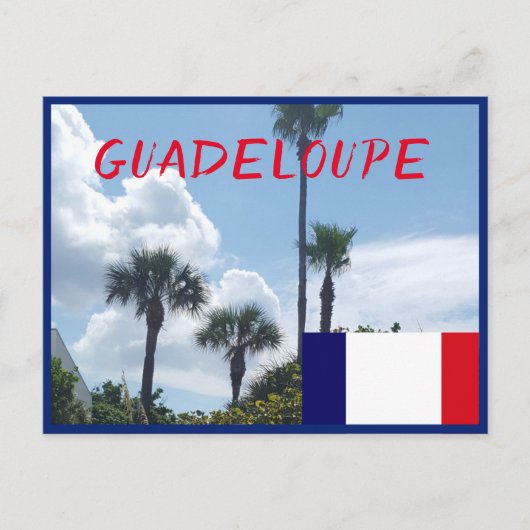 Guadeloupe vlag met tropische palmbomen briefkaart (Voorkant)