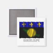 Guadeloupe zwaaien vlag met naam magneet (Voorkant / Achterkant)