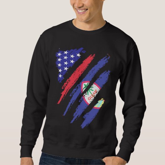 Guam Amerikaans Patriottisch Geteeld Hart Vlag Str Trui (Voorkant)