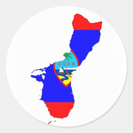 guam country flag map form silhouette ronde sticker (Voorkant)