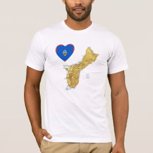 Guam Flag Heart en Map T-Shirt