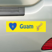 Guam Flag Heart + Map Bumpersticker (Op auto)