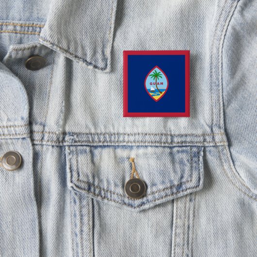 Guam Flag Vierkante Button 5,1 Cm (In situ)