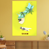 Guam geïllustreerde kaartreisposter canvas afdruk (Insitu (Woonkamer))