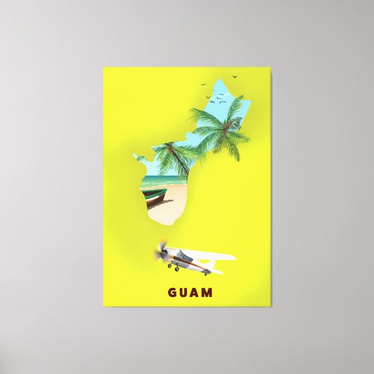 Guam geïllustreerde kaartreisposter canvas afdruk (Voorkant)