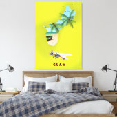 Guam geïllustreerde kaartreisposter canvas afdruk (Insitu (Slaapkamer))