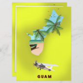 Guam geïllustreerde kaartreisposter kaart (Voorkant / Achterkant)