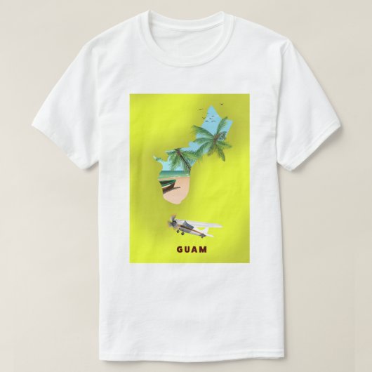 Guam geïllustreerde kaartreisposter t-shirt (Design voorkant)