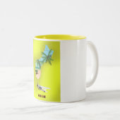 Guam geïllustreerde kaartreisposter tweekleurige koffiemok (Voorkant rechts)