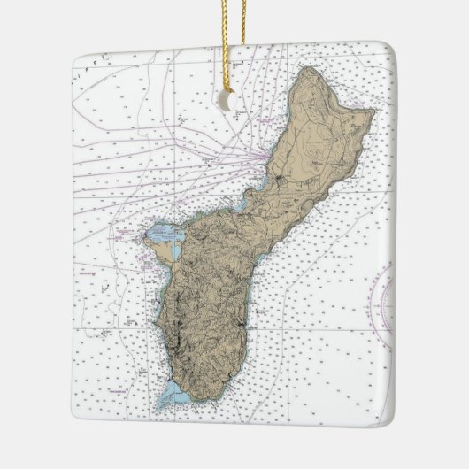 Guam Island Nautical Chart Keramisch Ornament (Links)