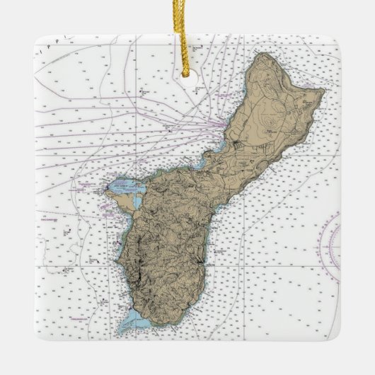 Guam Island Nautical Chart Keramisch Ornament (Voorkant)